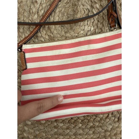 Dooney & Bourke Sullivan Coated Cotton Pink Striped Small Crossbody Pouchette - Picture 7 of 11